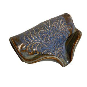 BTR Ceramics Self Draining Soap Dish Denim Blue Gray Cappuccino
